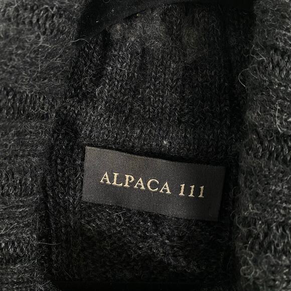Alpaca 111 Women Charcoal Grey Baby Alpaca Cable Knit Turtleneck Sweater Size M - Picture 4 of 8